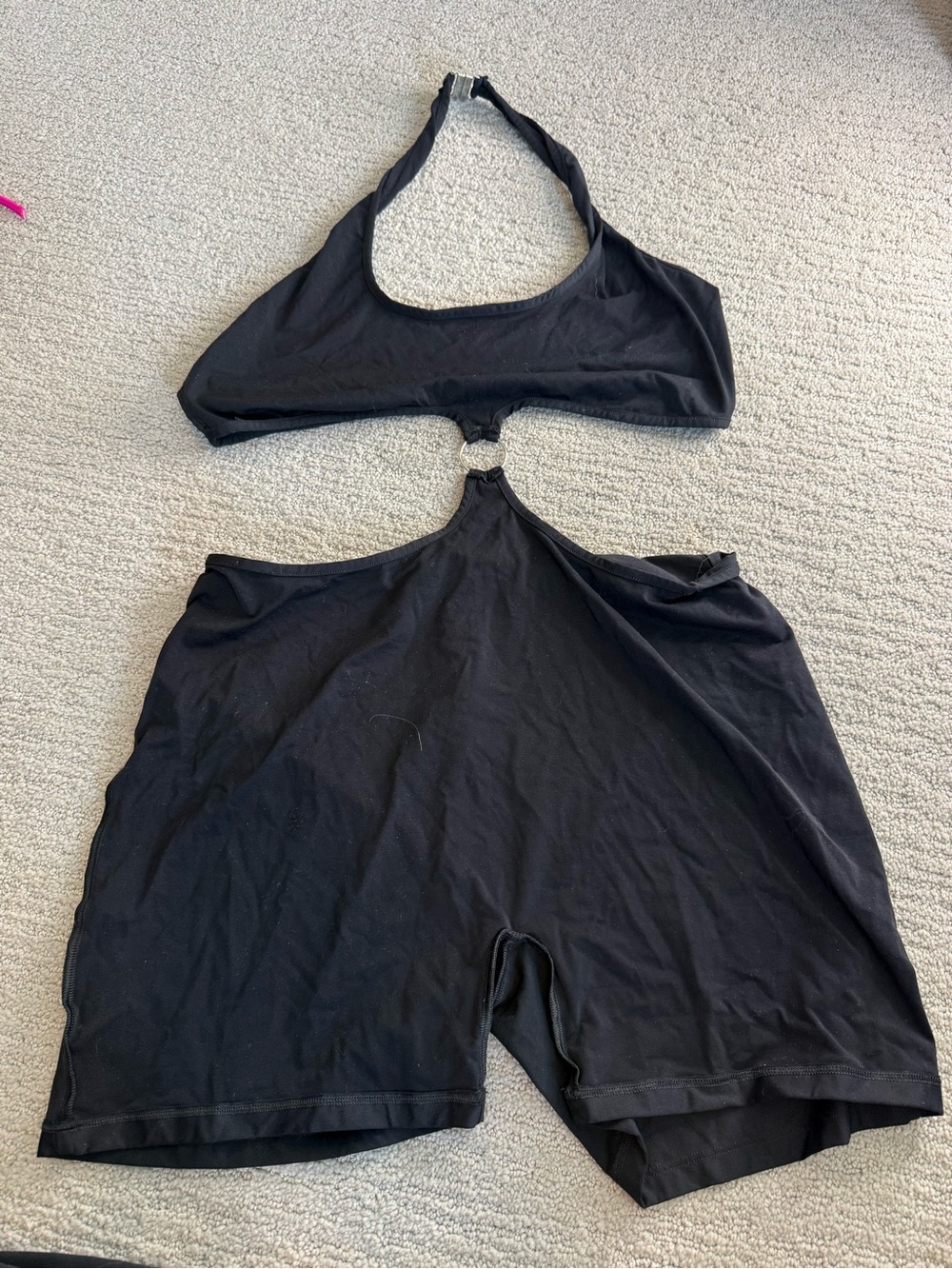 Devil Walking Black Two-Piece Cutout Romper Set